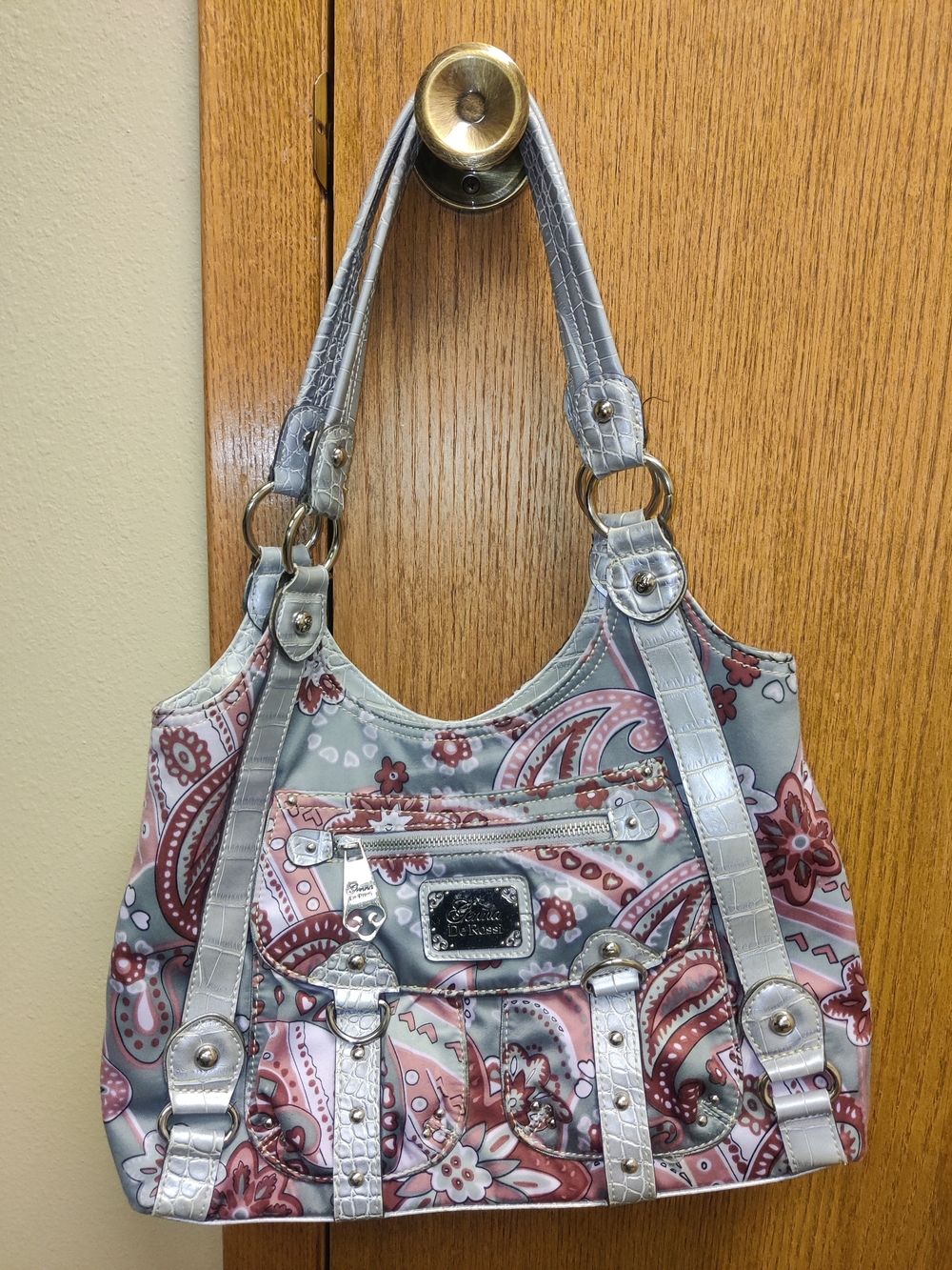 Paisley Print Shoulder Bag with Silver Trim - Unbranded